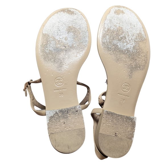 Chanel Lambskin Comet Crystal CC Thong 20S Sandals Size EU 38 - Picture 11 of 12